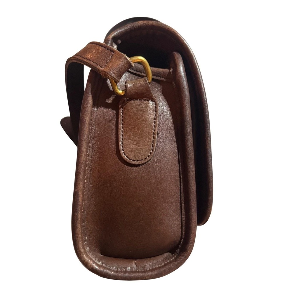 Coach Vintage 90s Ridgefield Flap Bag 9812 Brown Leather Crossbody - Picture 4 of 10